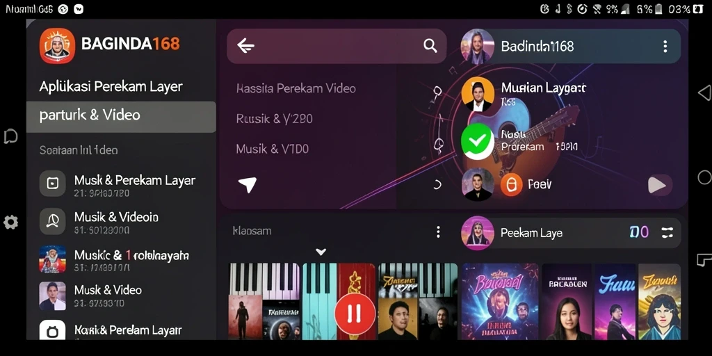 Antarmuka BAGINDA168 saat merekam layar dengan fitur audio.