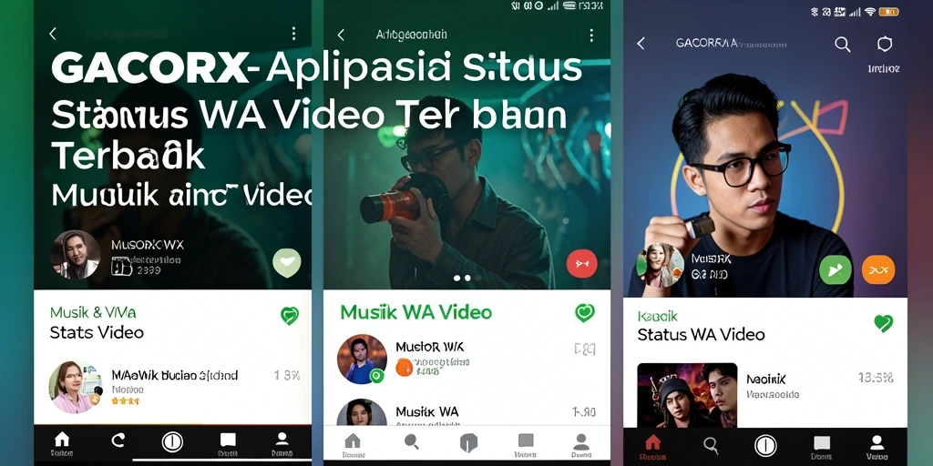 Tampilan antarmuka aplikasi GACORX untuk status video yang menarik.