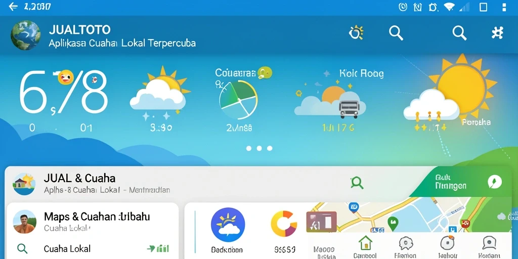 Antarmuka JUALTOTO menampilkan informasi cuaca lokal terkini.
