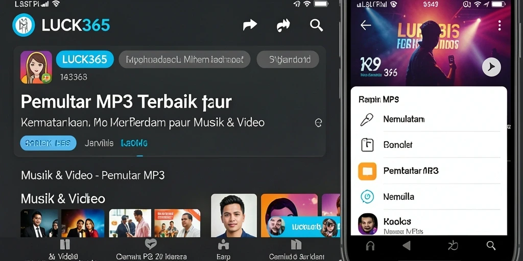Tampilan antarmuka LUCK365 yang menarik dan fungsional untuk Pemutar MP3.