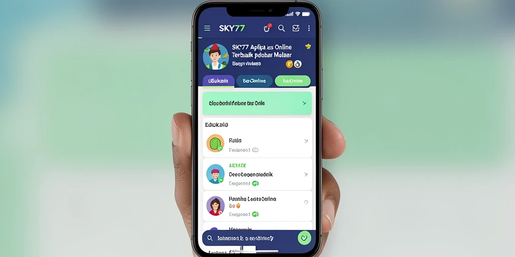 Antarmuka aplikasi Les Online SKY77 yang intuitif dan menarik.