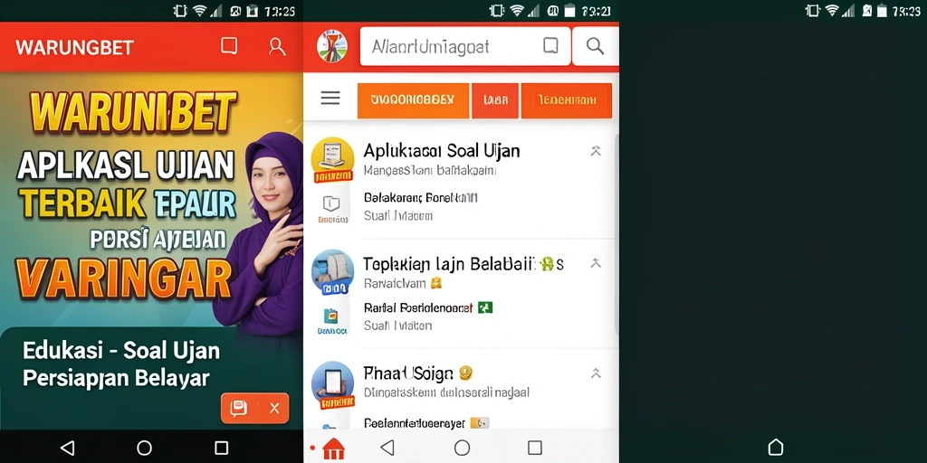 Tampilan antarmuka aplikasi Soal Ujian WARUNGBET yang menarik.